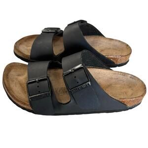 Birkenstock Arizona black classic 2 strap sandals sz 37 buckle boho casual comfy